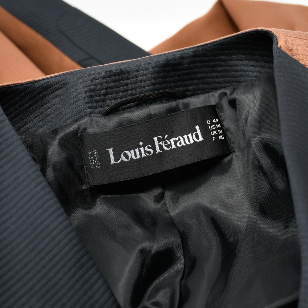 LOUIS FERAUD Rusty Bronze and Black Cotton Jacket Blazer US 14 Made in Germany - Picture 5 of 9
